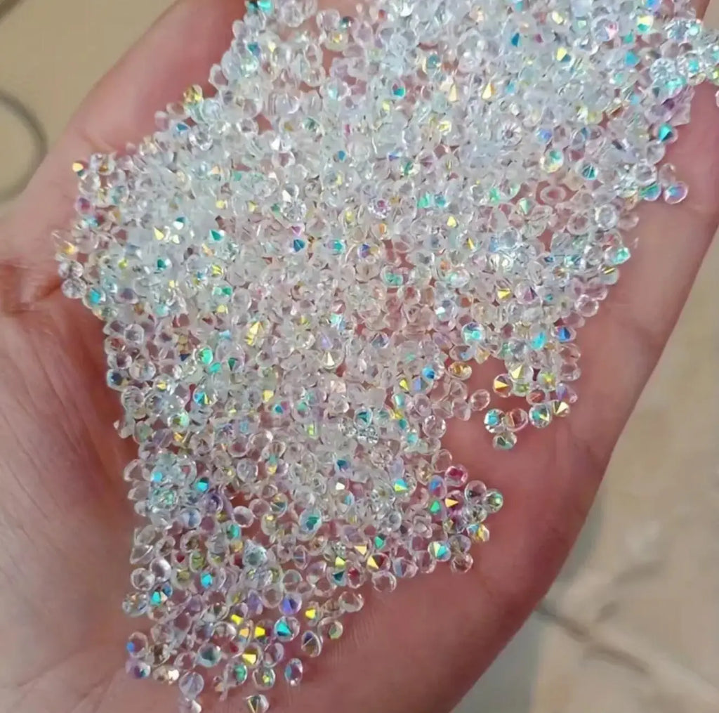 1Bag Aprox.1400Pcs Mini Nail Rhinestones Micro 1.2mm Nail Sand Pixie Crystals Iridescent AB Bling Tiny Sugar Beads Nail Charms