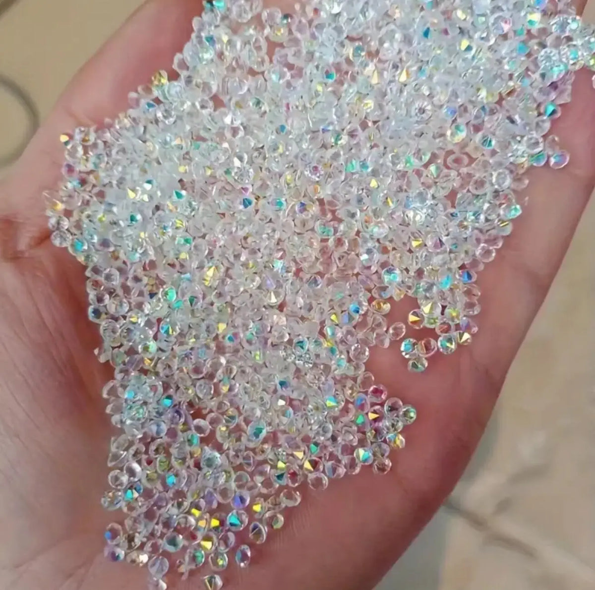 1Bag Aprox.1400Pcs Mini Nail Rhinestones Micro 1.2mm Nail Sand Pixie Crystals Iridescent AB Bling Tiny Sugar Beads Nail Charms