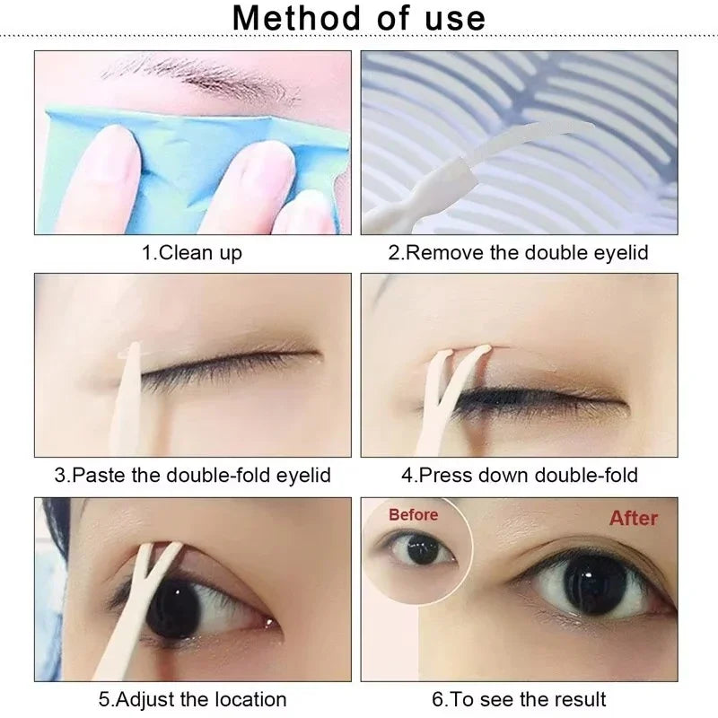 Lace Invisible Double Eyelid Tape, 240 Pieces, Clear and Beige Self-Adhesive Eye Shaping Stickers with Applicator