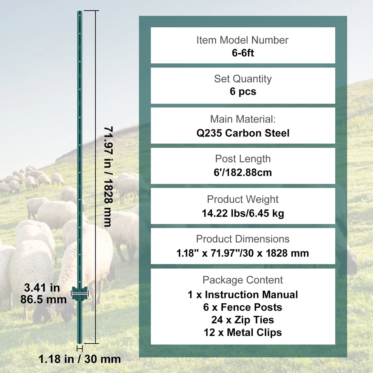 SucceBuy Fence Post T-Post Heavy Duty Metal Fence Post Sturdy Steel Fence Stakes for Garden Yard Lawn Farms Outdoor Wire Fencing