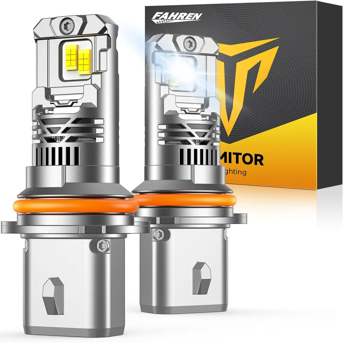 FAHREN LED 9007 Led Headlight Bulb,1:1 Size with Cooling Fan HB5 9007 Led Lights, 6500K Cool White IP68 Fog Light,Pack of 2