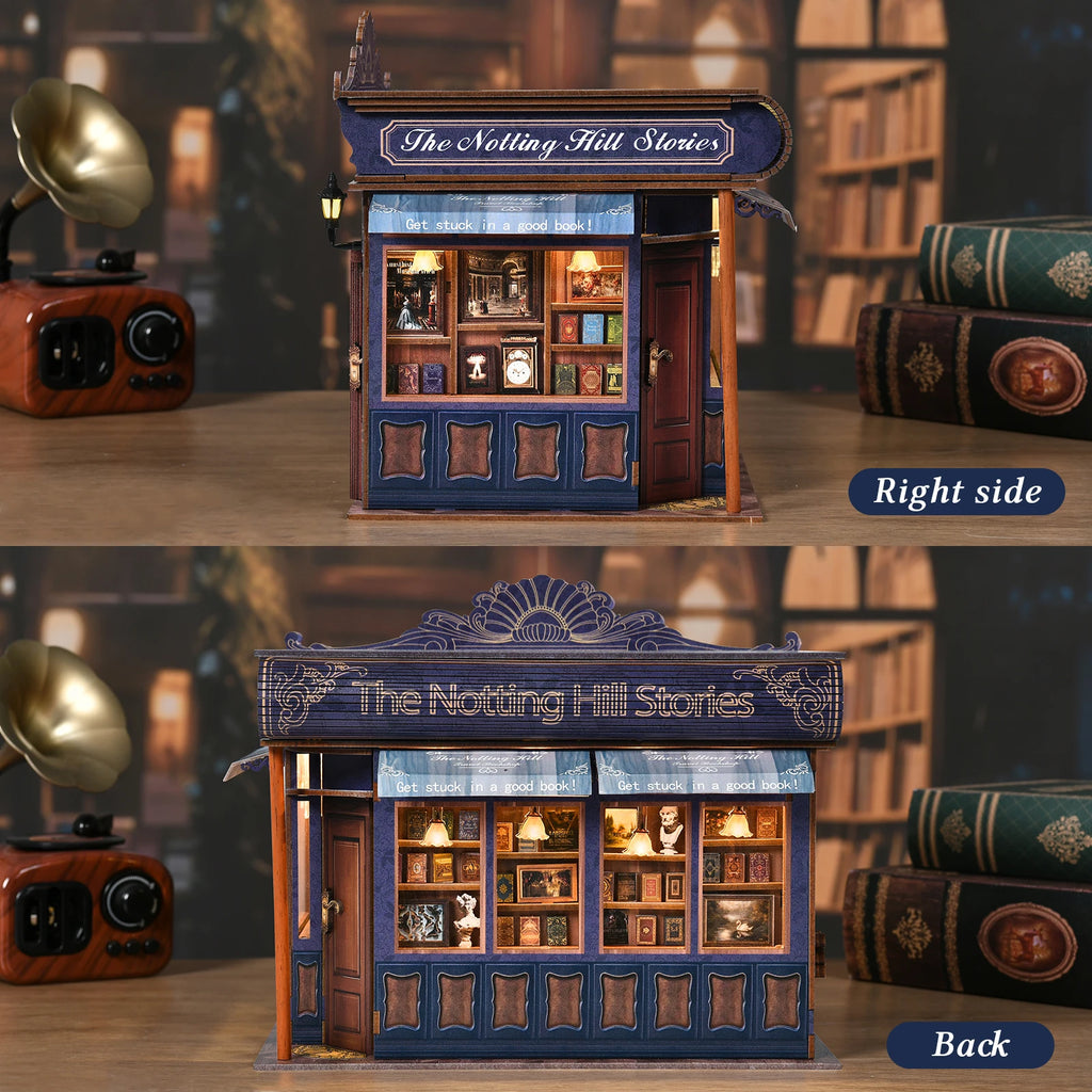 DIY Book Nook Kit, Bookstore 3D Wooden Bookshelf Insert