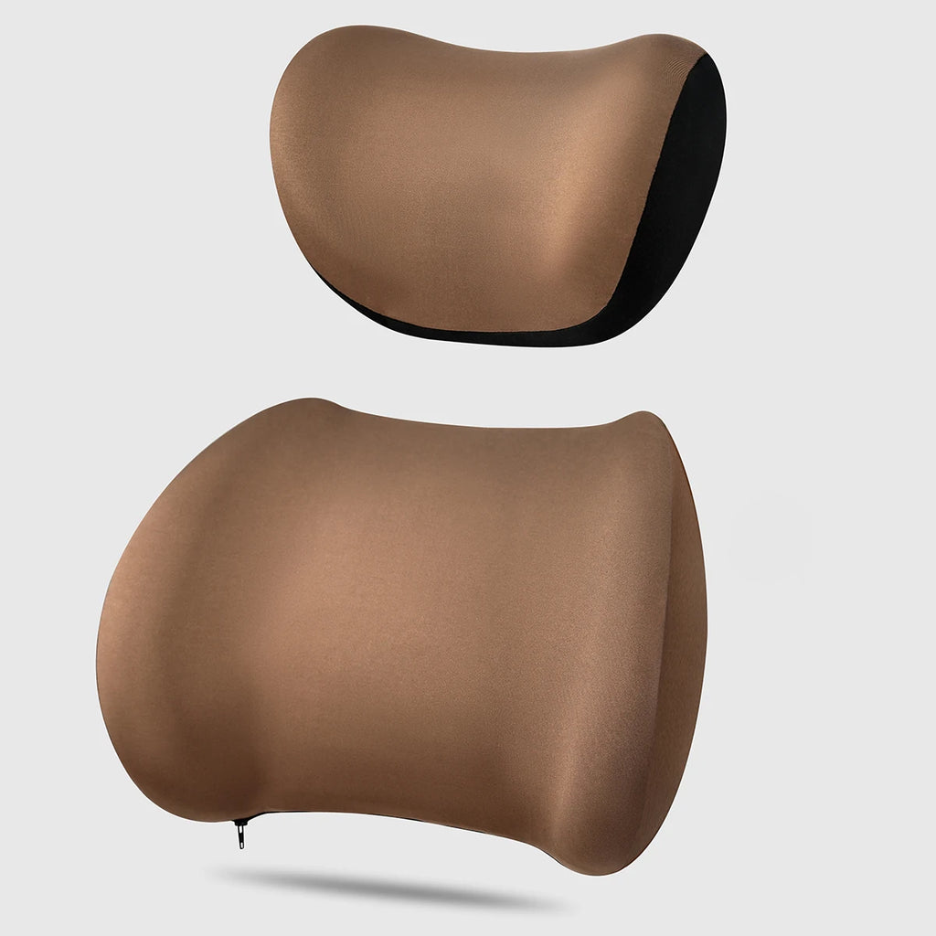 Car Headrest & Lumbar Support Cushion Kit, Ergonomic Driving Fatigue Relief Seat Memory Foam Neck Back Rest Pillows