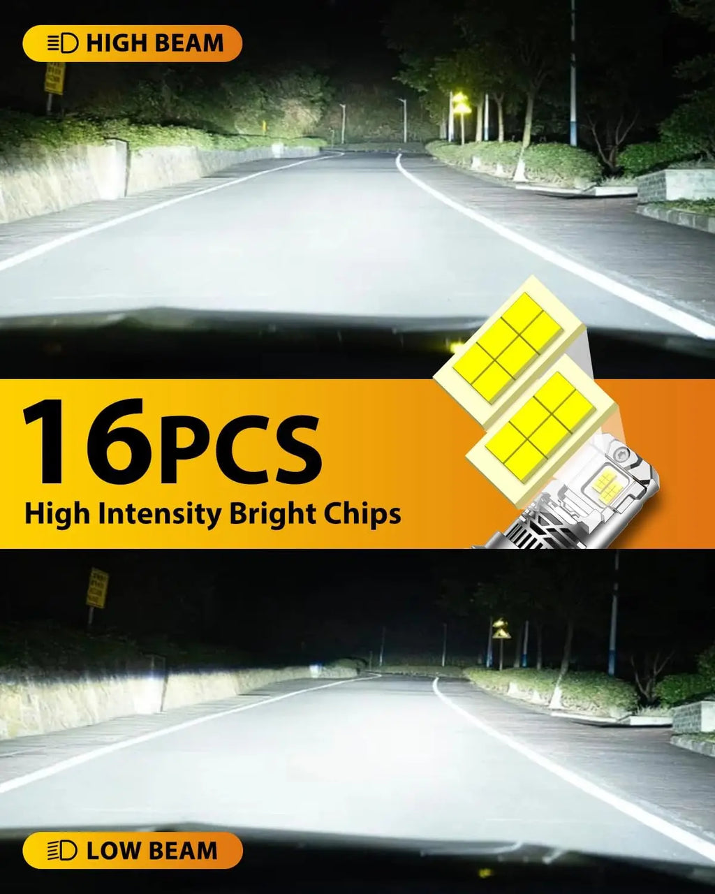 FAHREN LED 9007 Led Headlight Bulb,1:1 Size with Cooling Fan HB5 9007 Led Lights, 6500K Cool White IP68 Fog Light,Pack of 2