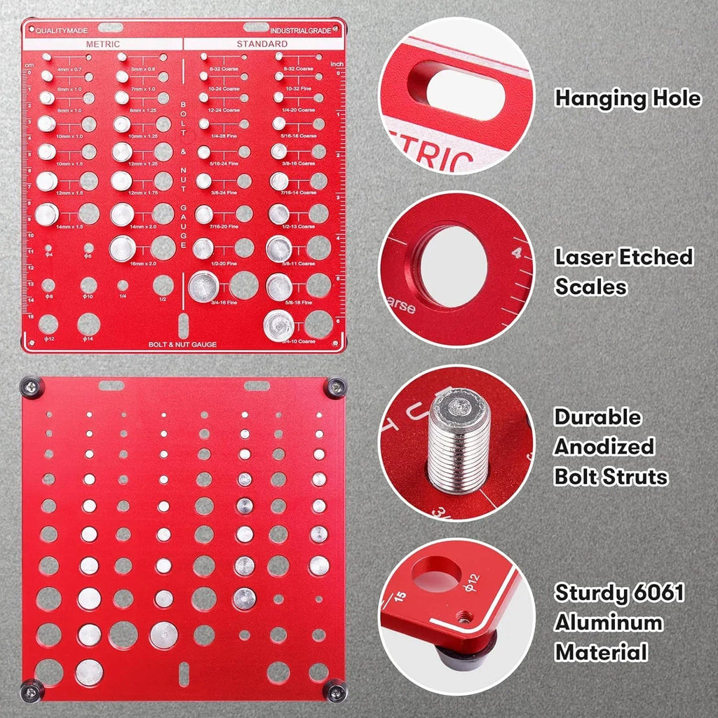 Nut and Bolt Thread Gauge Set for Standard and Metric Threads 19 Standard Sizes 15 Metric Sizes Inch Male and Female Screw Identifier Measurement Gauge Tool for Garage Workshop Home Improvement Hardware Fasteners