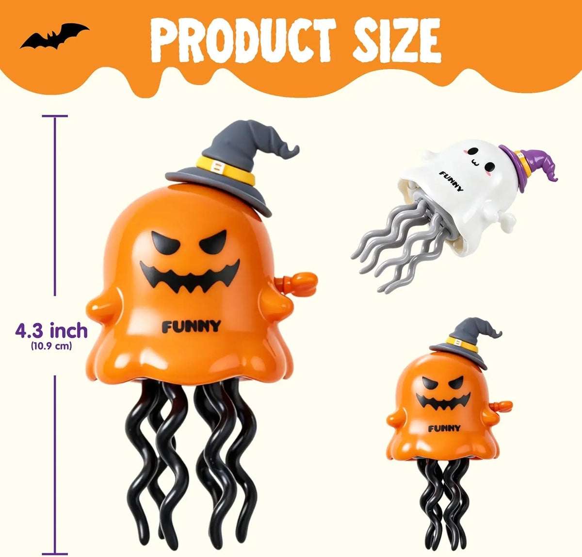 Halloween Wind-Up Pumpkin and Ghost Walking Toys, 2 Pack