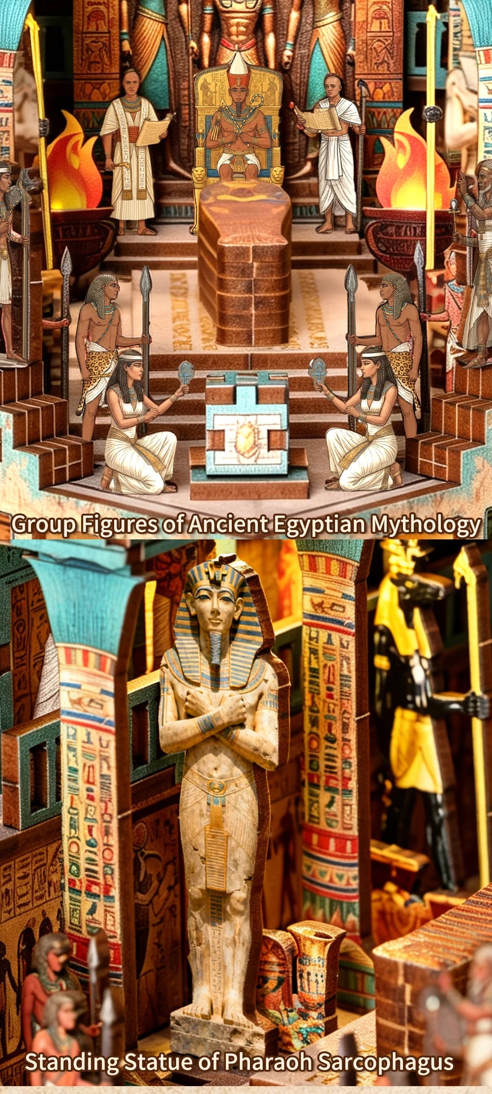 DIY Book Nook Kit, Egyptian Pyramid 3D Wooden Bookshelf Insert