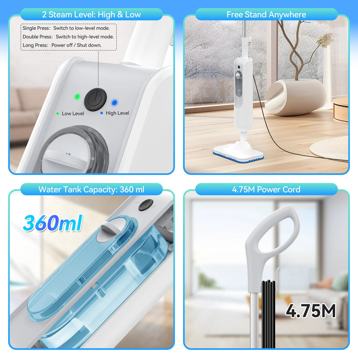 INSE 6-in-1 Steam Mop, High-Temperature Floor Steam Cleaner with Detachable Handheld Unit