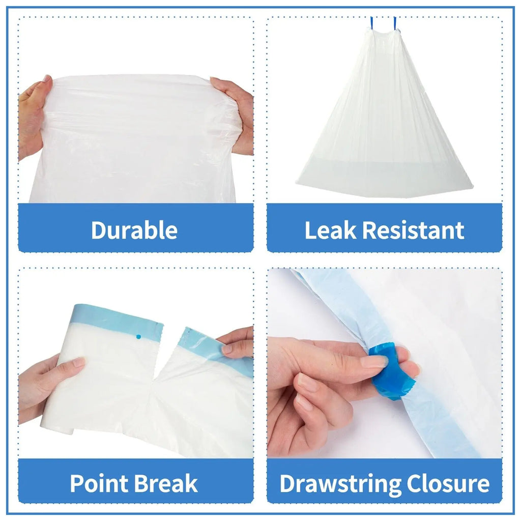 Self-Cleaning Cat Litter Box Poop Bags Drawstring Design 17x19in/45x50cm 4 Rolls Trash Bags 60 Counts Cat Litter Box Liners
