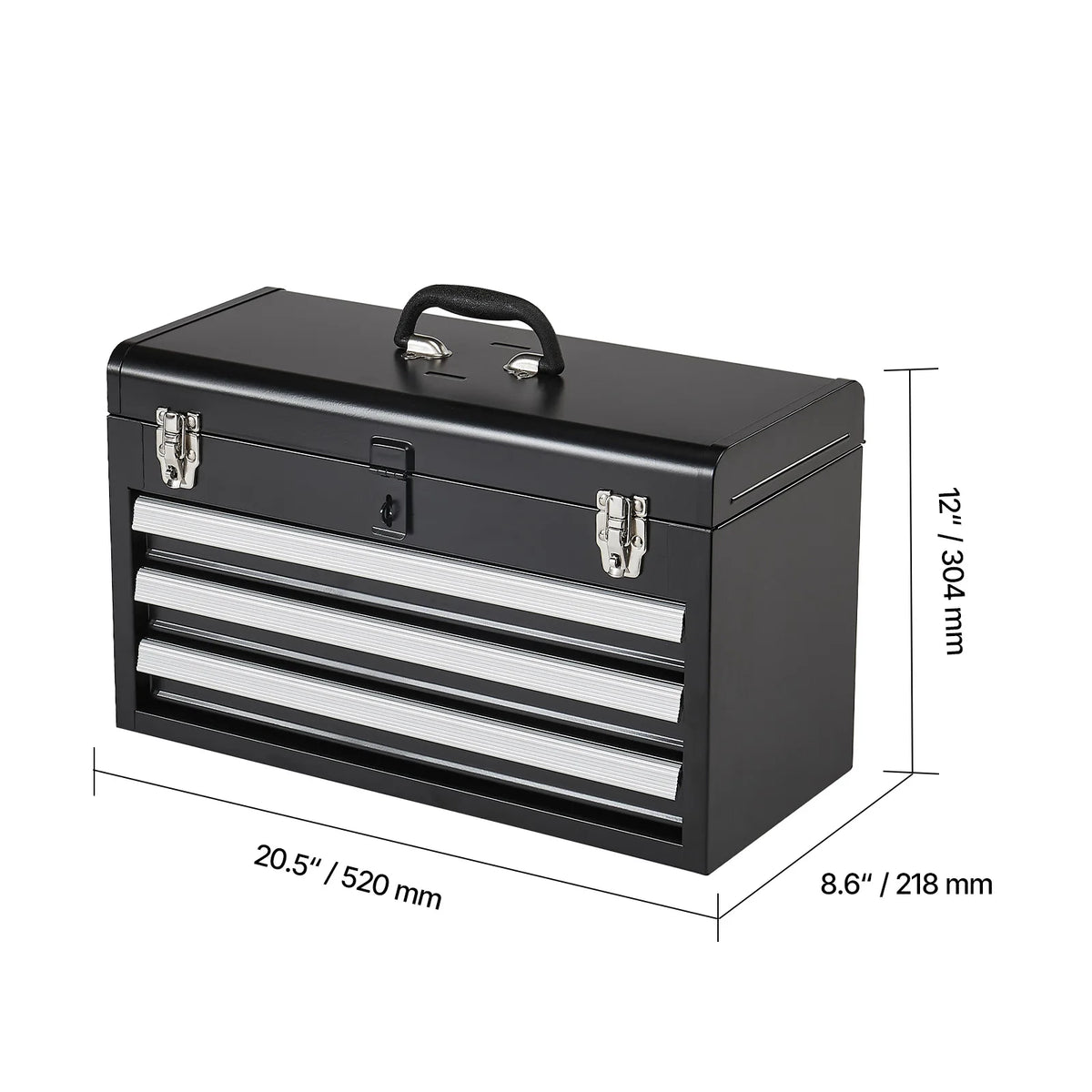 20-Inch 3-Drawer Metal Tool Box with EVA Liners