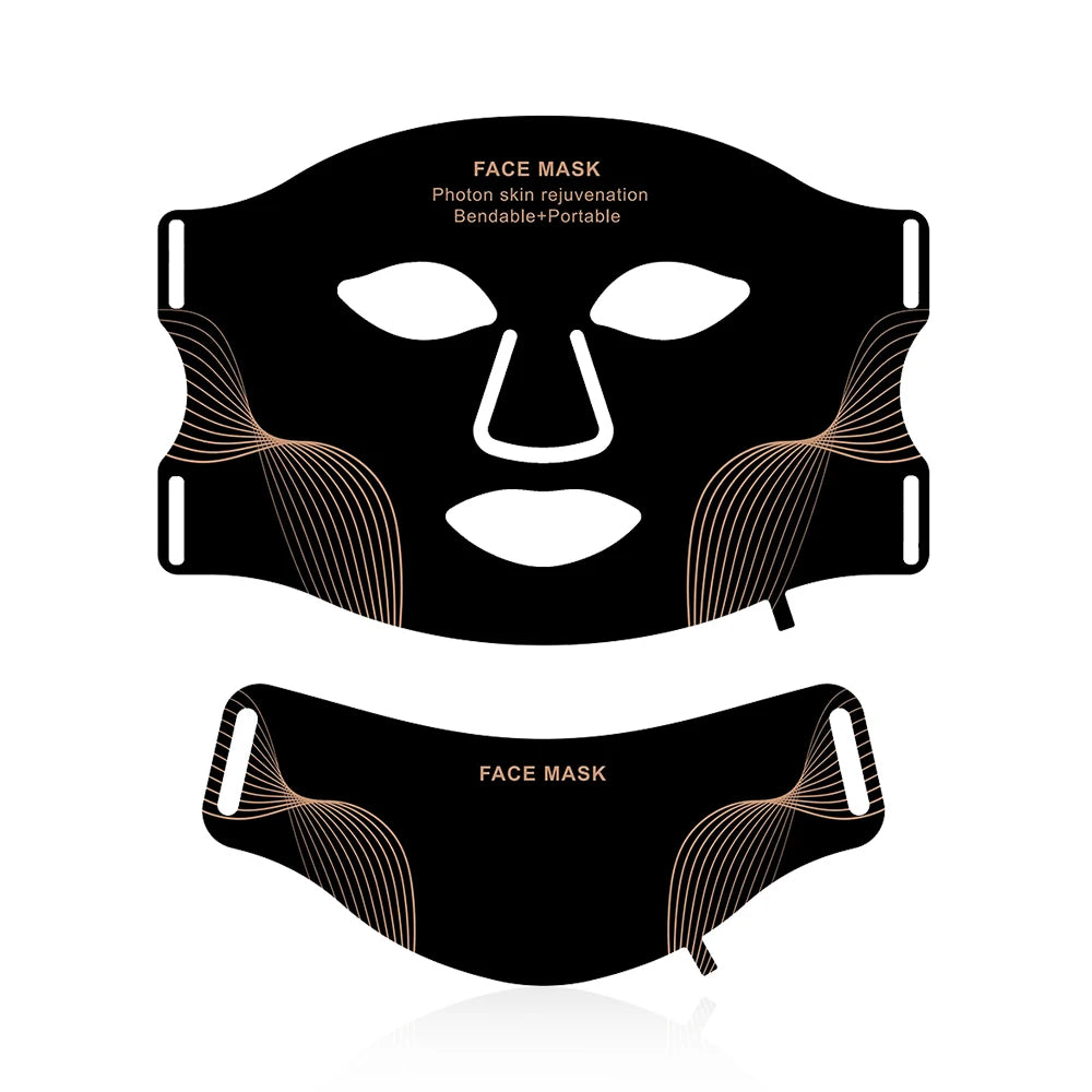Silicone LED Face Neck Mask 7 Colors Red Light Infrared Photon Therapy Mask Flexible Wireless LED Beauty Mask for Skin Repair Rejuvenation Home Skin care