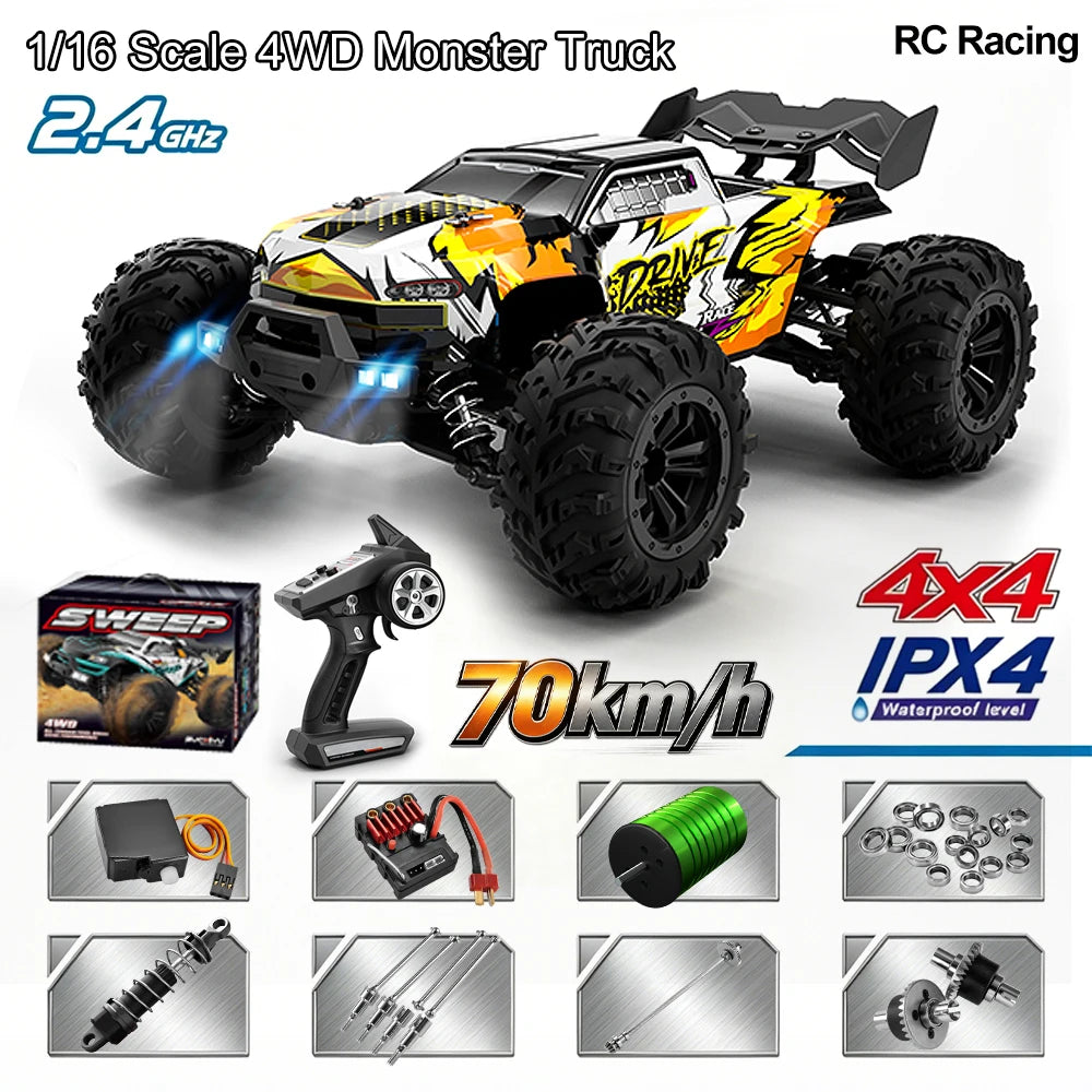 16102 Brushless 4WD RC Car with LED Lights