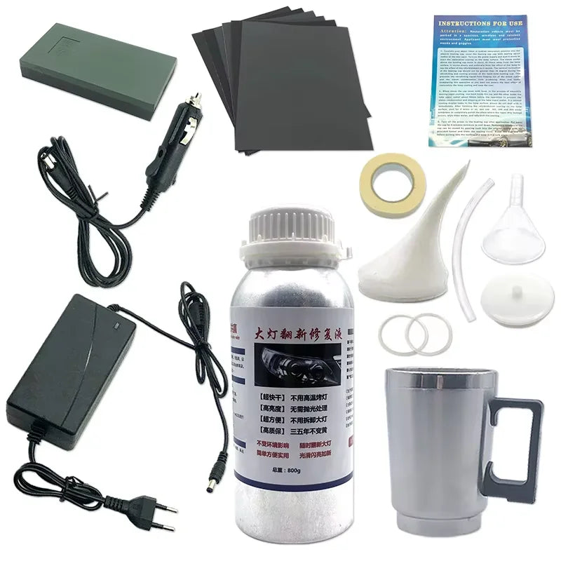 Car Headlight Restoration Kit, Liquid Polymer Headlamp Polish and Repair Set