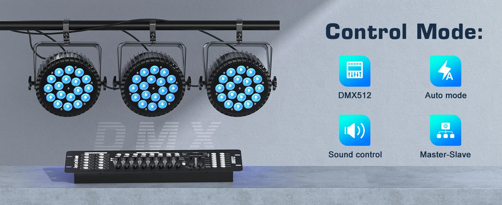 U'King 1/2/4Pcs 200W Par Lights RGBWA+UV 18 LEDs Stage Lights DMX512 Par Can DJ Lights For Wedding Party Disco KTV Bar Nightclub