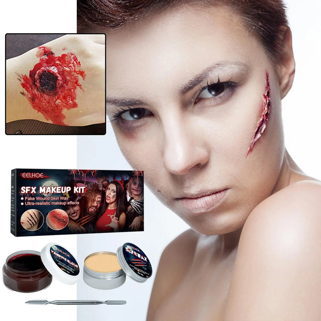 Halloween  Skin Wax Plasma Makeup Kit Scars Wax Special Effects Stage Fake Wound Skin Wax Fake Blood