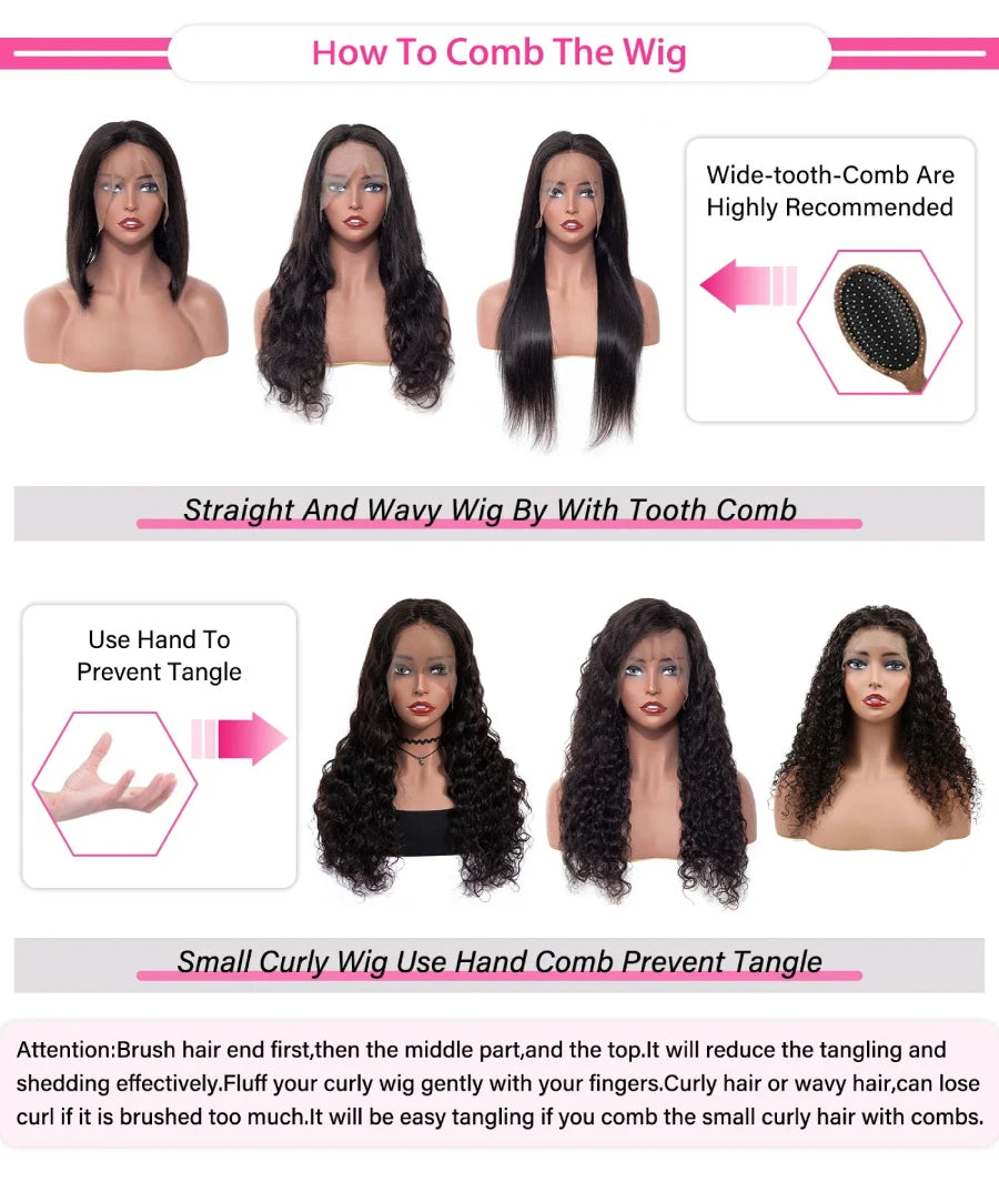 Natural Black 13x4 HD Transparent Lace Front Wig Brazilian Human Hair Wigs Pre-Plucked Body Wave 180% Density Lace Frontal Wig