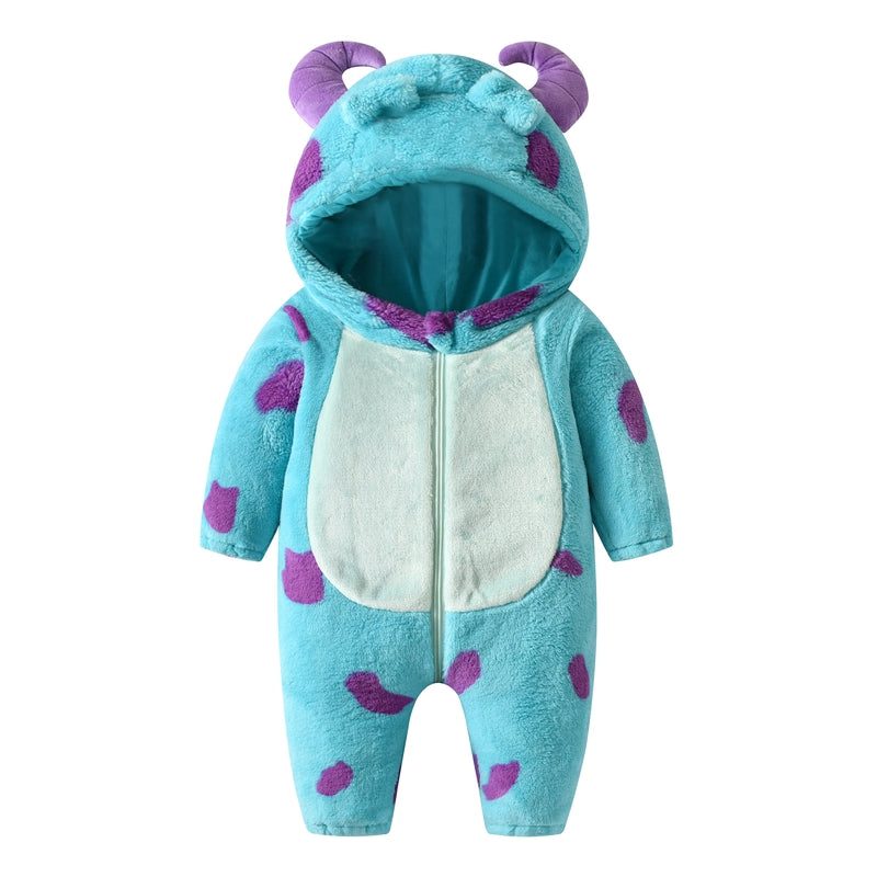 0-3Years Infant Baby Boy Girl Fleece Jumpsuit Horn Hooded Warm Thicken Winter Rompers Outwear Snowsuit