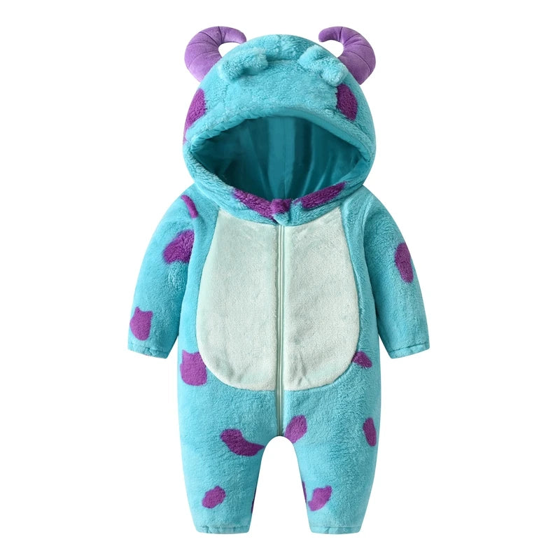 0-3Years Infant Baby Boy Girl Fleece Jumpsuit Horn Hooded Warm Thicken Winter Rompers Outwear Snowsuit