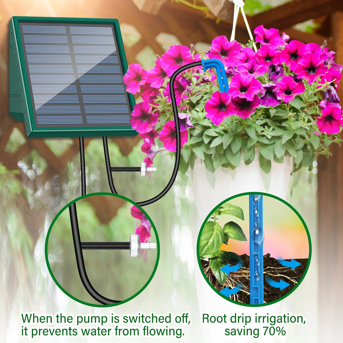 Solar Automatic Drip Irrigation System for Garden Plants