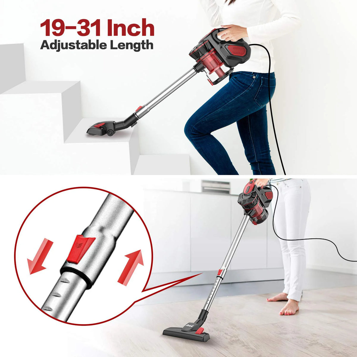 INSE I5 Corded Vacuum Cleaner 600W 18000Pa Powerful 2-in-1 HEPA Filters Handheld Stick Vaccum for Home Carpet Pets Hair Cleaning