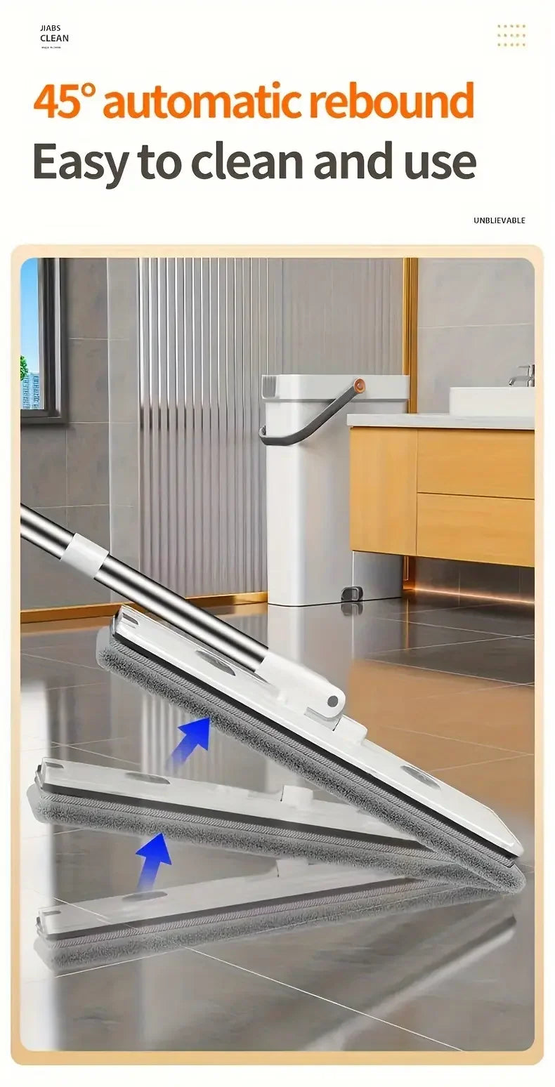 Ultra-Slim Flat Mop and Bucket System, Hands-Free Wash & Dry Floor Mop Set with 2 Microfiber Pads