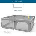 Baby Playpen with Safety Gate, Large Indoor Play Yard Fence for Toddlers, Light Gray