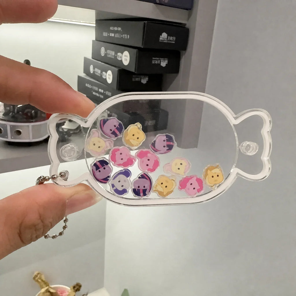 Candy Shape Acrylic Shaker Keychain Clear DIY Charm Pendant with Colored Edge Gift for Bag Keychain Jewelry Making
