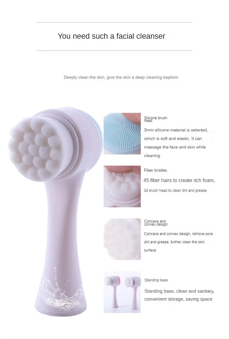 Double-Sided Silicone Facial Cleansing Brush
