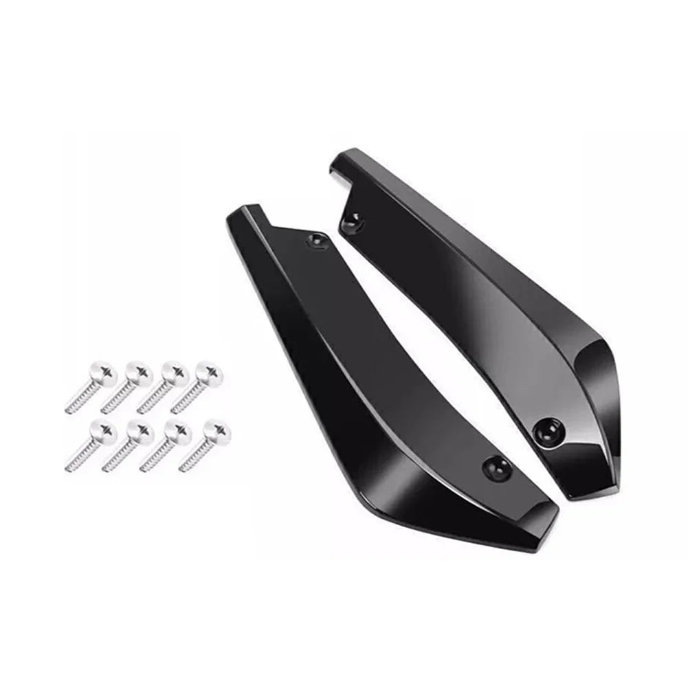 Front Bumper Lip Spoiler Splitter And Side Skirt Kit, Anti-Collision ABS Car Chin Spoiler Diffuser Protector For 1.9M Wide Cars