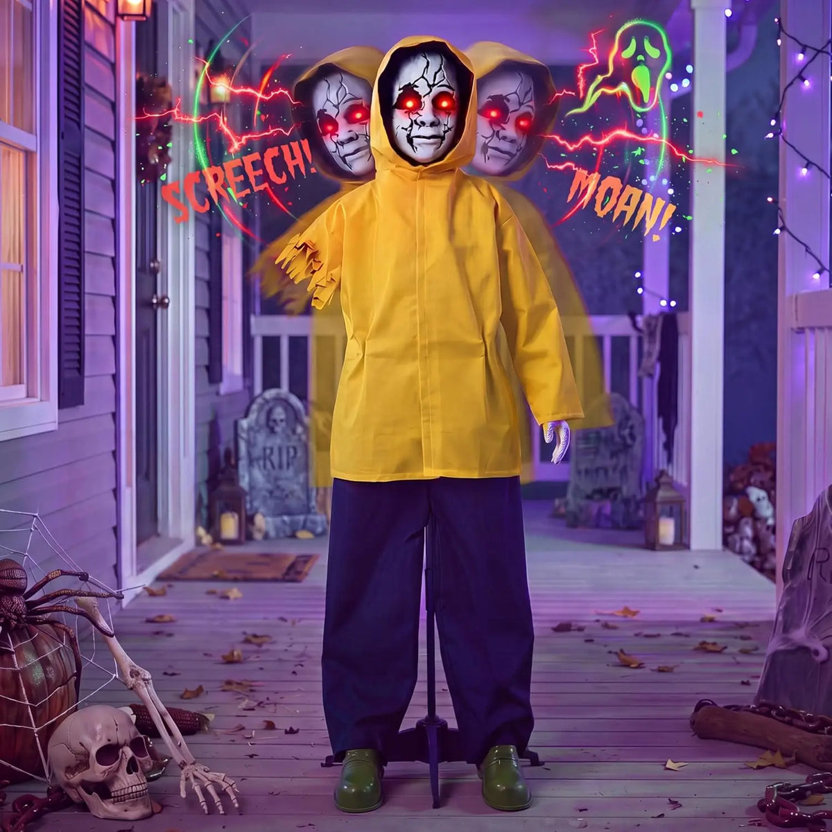 Halloween 49 in Animated Ghost, Sound Activated with Glowing Lights