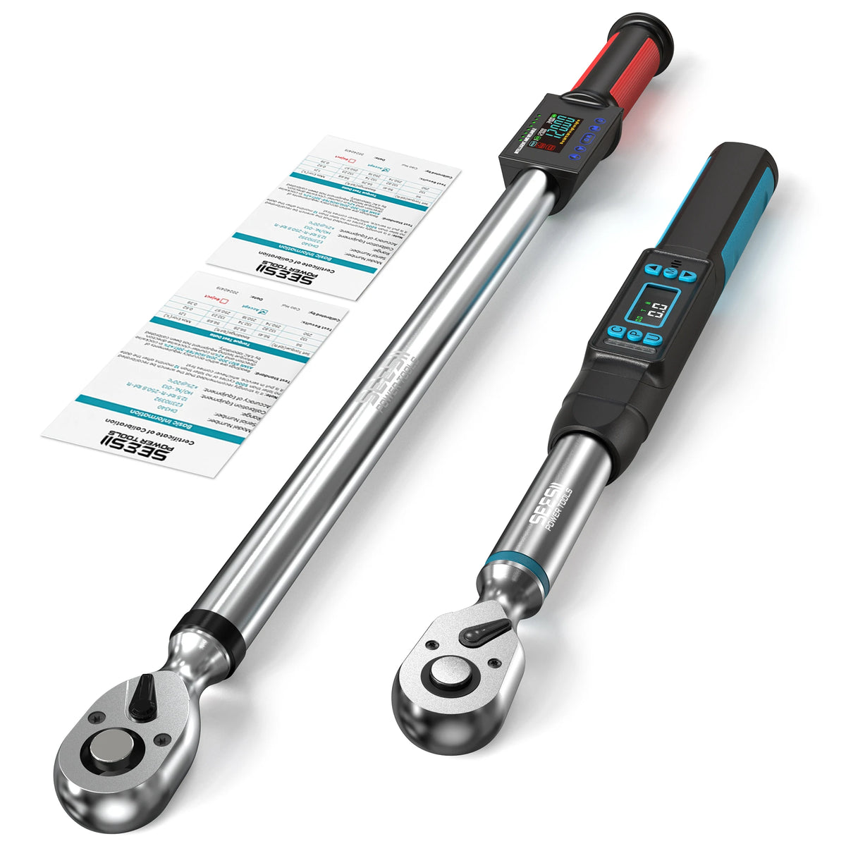 SEESII Digital Torque Wrench Kit D2 Lite Pro-3/8" 220N.m Blue & DH340-1/2" 340N.m Red ±2% High Precision Professional Bicycle Automotive Tool with LED Alarm for Precision Measureme