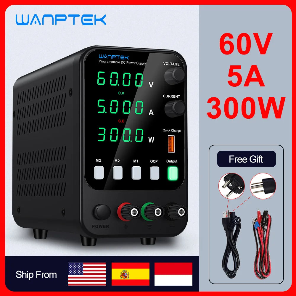 Wanptek Adjustable DC Power Supply 30V 10A, LED Lab Bench Voltage Regulator