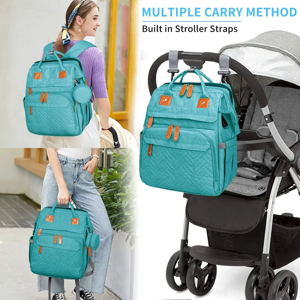 Baby Diaper Bags with Changing Station, Waterproof Large Capacity Diaper Bag Backpack for Moms Dads with USB Charging Port and Stroller Straps