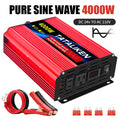 US Socket 24V To AC 110V 60HZ Pure Sine Wave Inverter Car Power 1000W/4000W/7000W/8000W Voltage Portable Converter with LED