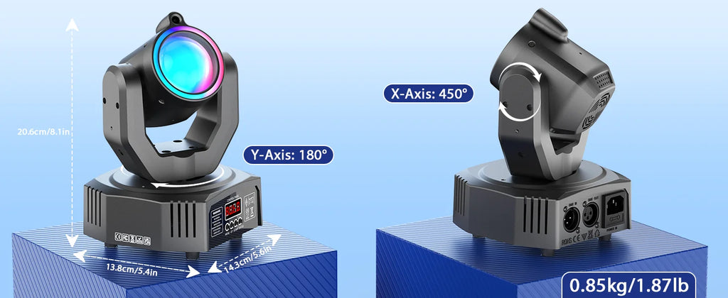 Mini 30W LED Moving Head Spot Light, 4-in-1 RGBW DMX Sound-Activated DJ Light
