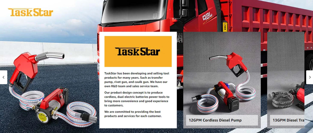 Taskstar Cordless Electric Diesel Transfer Kit with 2x6.6FT Hoses 12GPM Fuel Transfer Pump for 18V Makita Battery Pin
