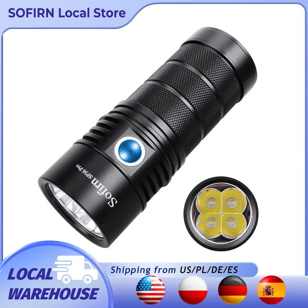 SP36 PRO 8000lm Powerful Flashlight 4SST40 LED Light USB C Rechargeable 18650 Torch with Anduril 2.0 UI