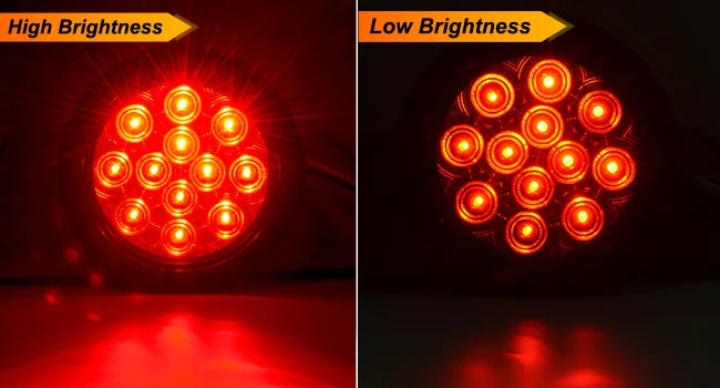 Nilight 4' Round Red LED Trailer Tail Lights with Surface Mount Grommet Plugs IP67 Stop Brake Turn Tail Lights for Truck Trailer RV Jeep 2PCS