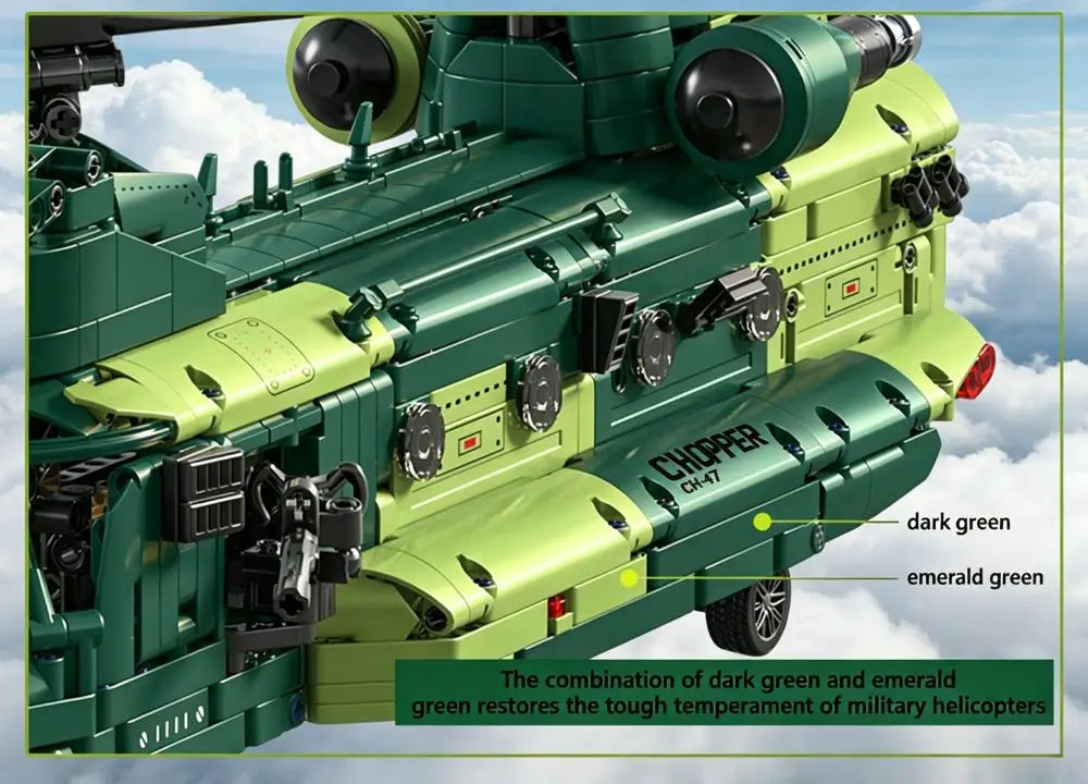 KAVOWORLD 1826PCS Chinook Tandem Rotor Military Transport Helicopter Building Blocks Model Aircraft Bricks Toys Kit Ideal Gift for Military Fans Movable Rotors Gear Linkage Opening Cargo Door Home Desk Display Christmas Birth