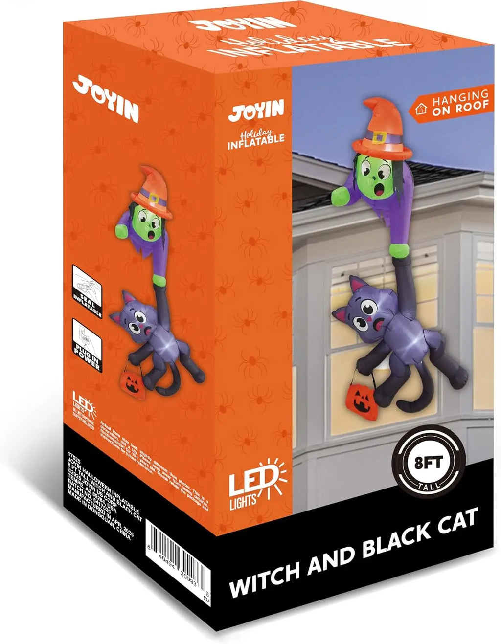 Halloween 8 ft Inflatable Roof Witch with LED Lights