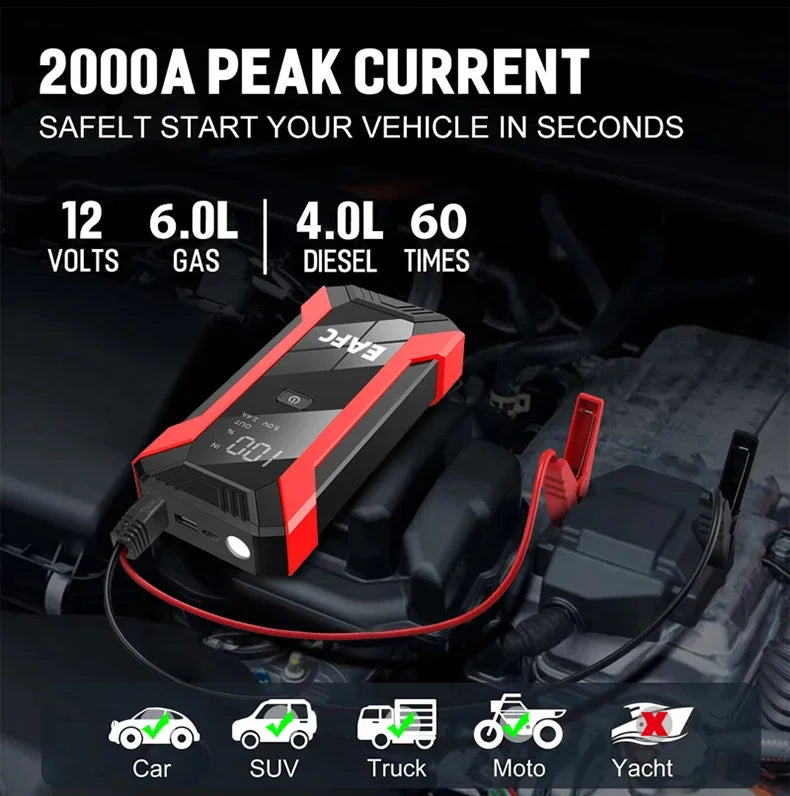Hot 600A/2000A Portable Car Jump Starter Power Bank Car Booster Charger 12V Auto Battery Starting DevicePetrol Diesel CarBooster