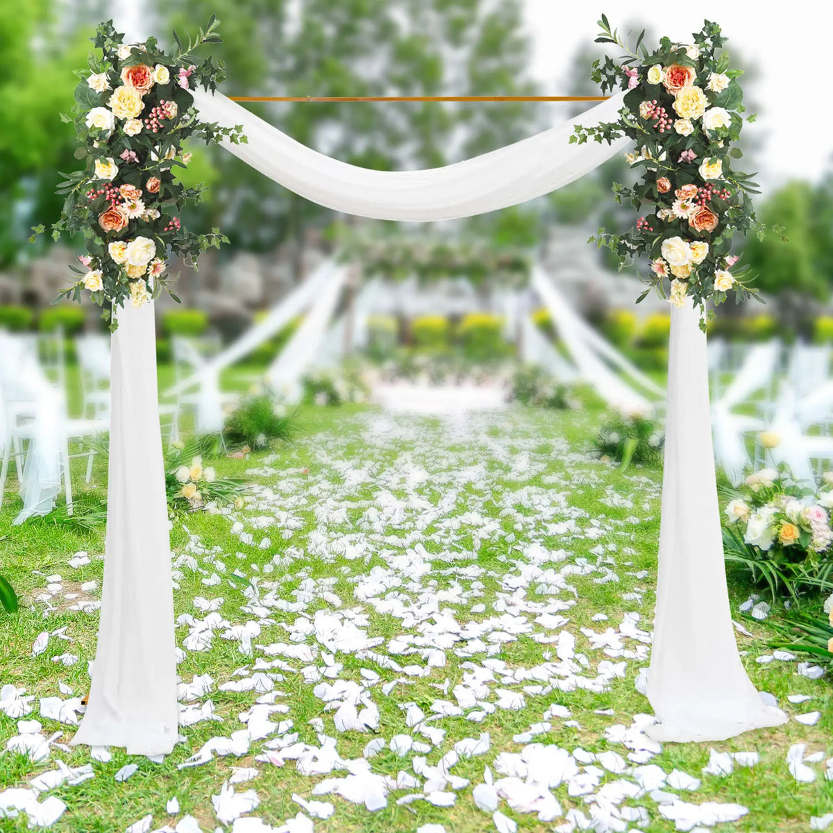 3m Adjustable Gold Square Wedding Arch Stand with Base, Heavy Duty Metal Backdrop Frame for Ceremony Party Decoration