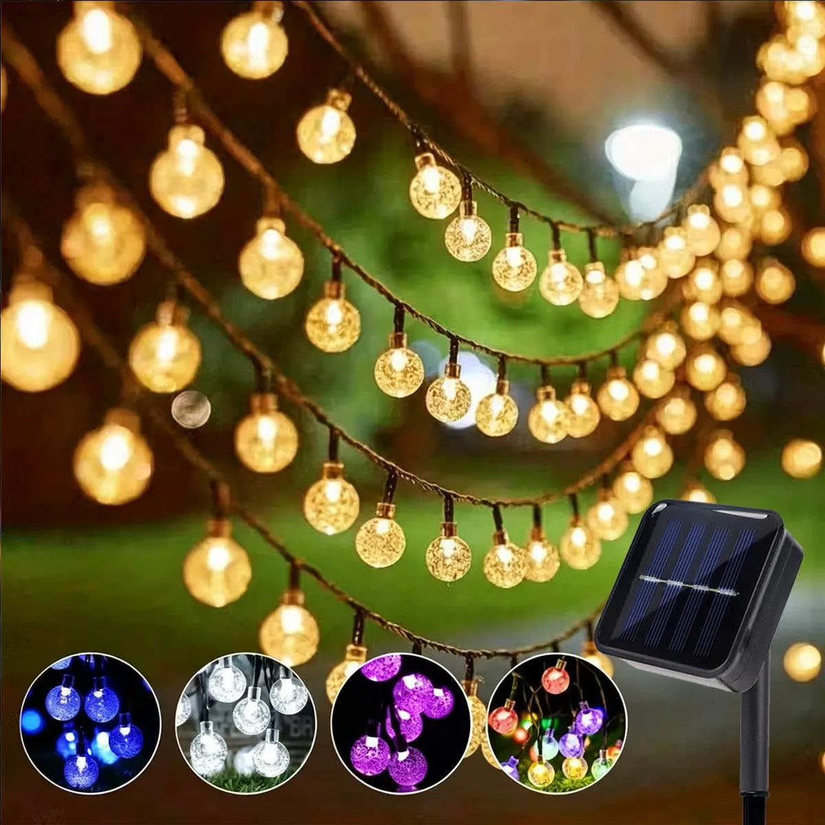 100 LED Solar Bubble Ball String Lights, 39ft