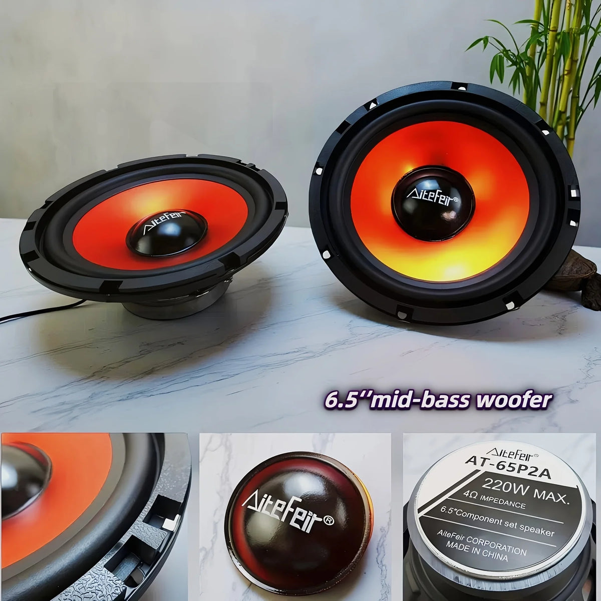 Universal 6.5 Inch Car Audio Upgrade Kit - 2-Way 440W Coaxial Speakers with Passive Crossover, Quick-Connect Terminals for Most Vehicles 2005+