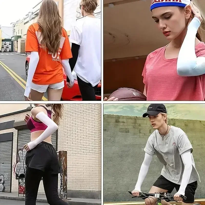 Cooling Arm Sleeves UV Sun Protection, Ice Silk Arm Covers for Men and Women