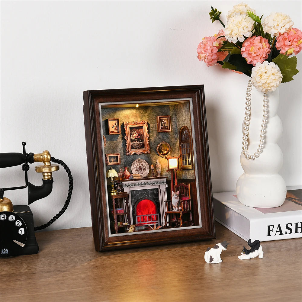 DIY Book Nook Kit, Tailor's Shop 3D Wooden Bookshelf Insert