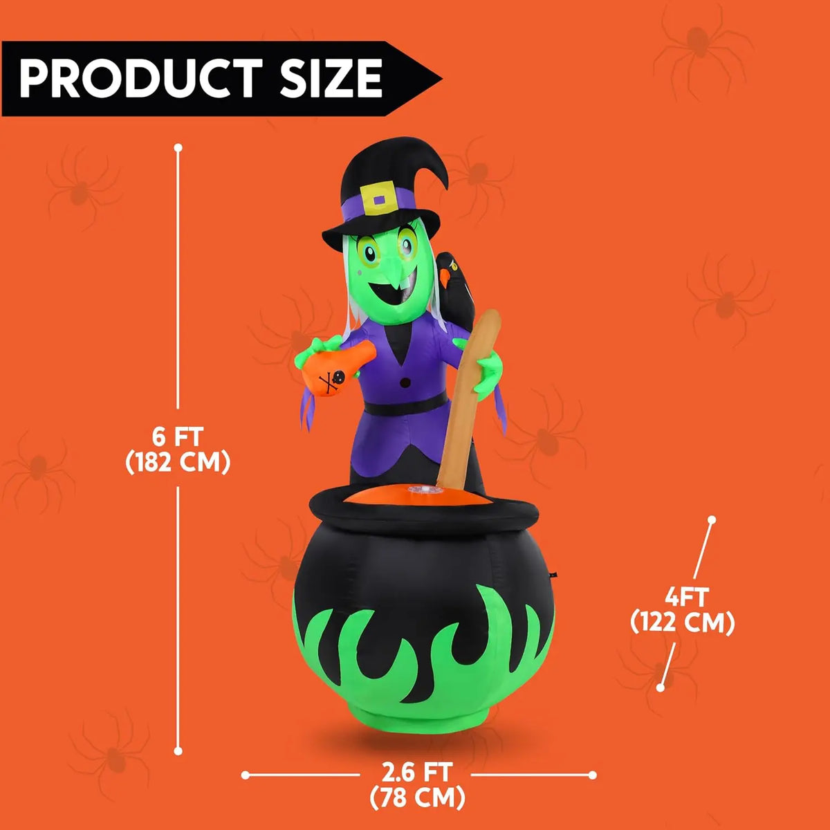 Halloween 6 ft Inflatable Witch and Bubbling Cauldron with Lights