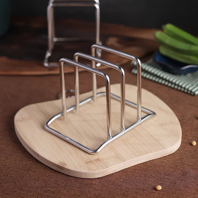 Stainless Steel Pot Lid and Cutting Board Organizer, Space-Saving Kitchen Rack