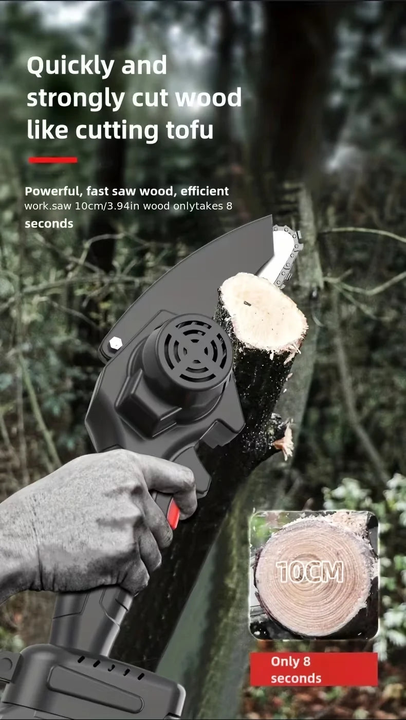 Mini 6-inch Cordless Chainsaw With Splash Guard & Safety Lock, Great For Gardening, Camping, Firewood, And A Perfect Gift For Parents.Black Friday Discount Promotion, Birthday, Christmas Or Festival Gift