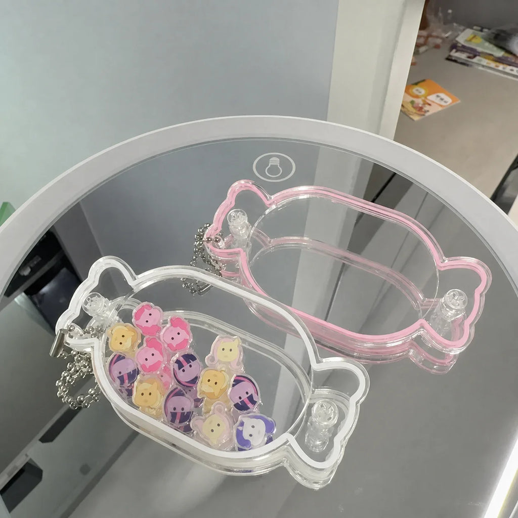 Candy Shape Acrylic Shaker Keychain Clear DIY Charm Pendant with Colored Edge Gift for Bag Keychain Jewelry Making